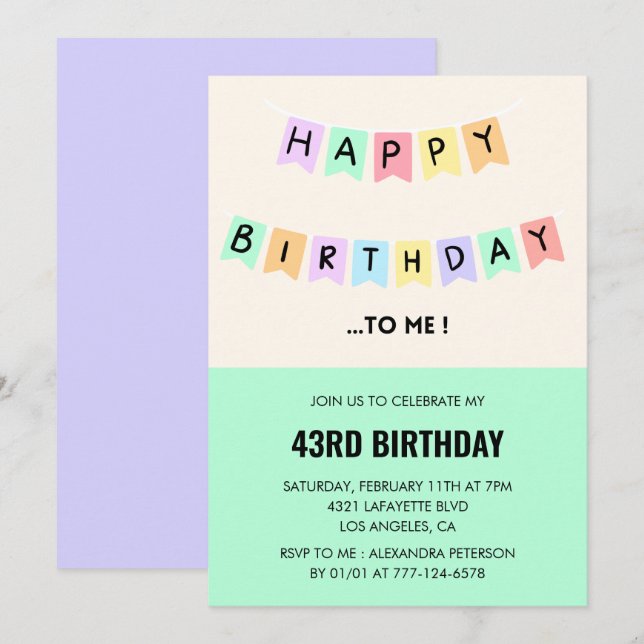  Funny Happy Birthday Humor 43rd birthday  Invitation (Front/Back)