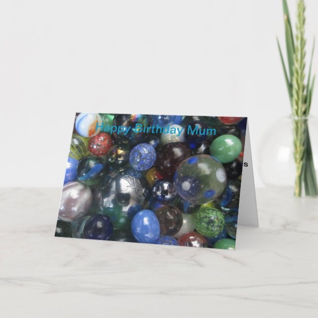 Funny Happy Birthday Mum Marbles Card (Front)