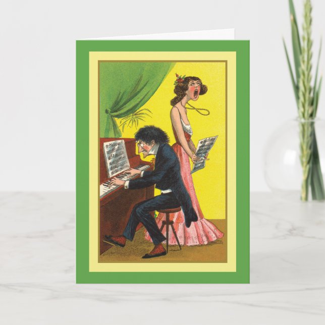 Funny Happy Birthday Music Theme Long Verse Card (Front)