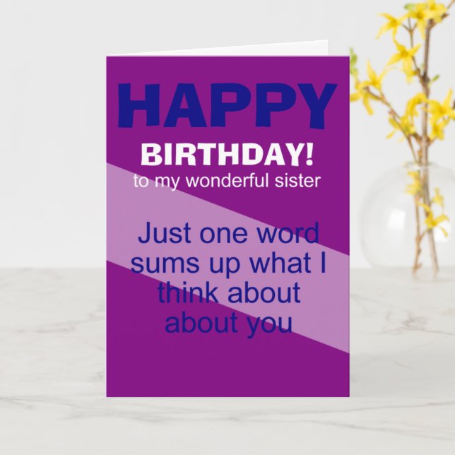 funny happy birthday sister card (Yellow Flower)