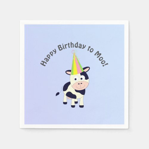 Funny Happy Birthday to Moo Cute Party Cow Napkins
