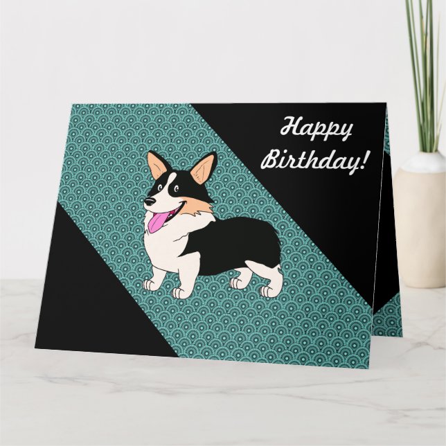 Funny Happy Birthday Tricolor Corgi Card (Front)