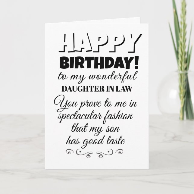 funny Happy birthday wish daughter in law Card (Front)