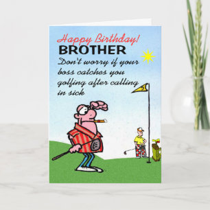 funny happy birthday wish to golfing brother card