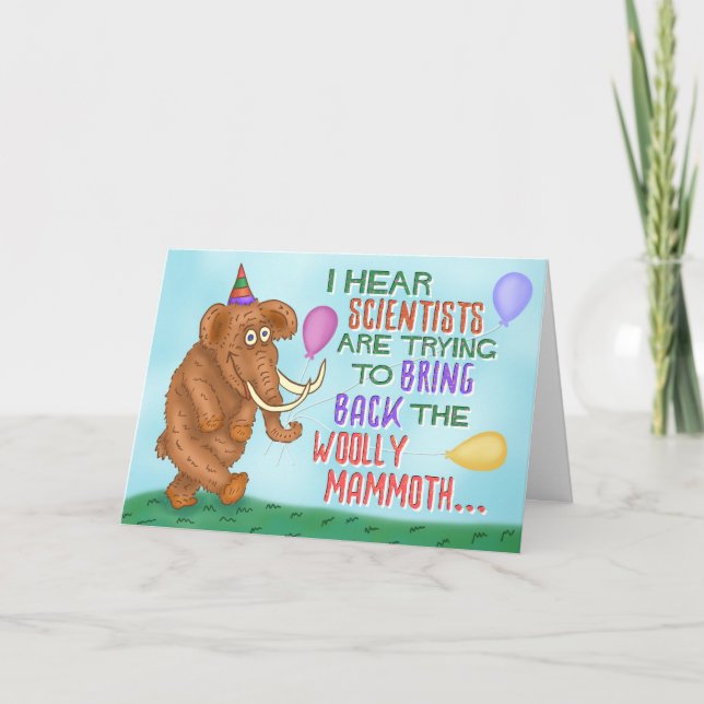 Funny Happy Birthday Woolly Mammoth Joke Custom Card (Front)