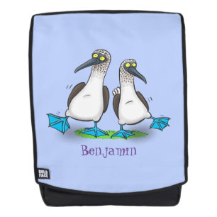 Funny, happy blue footed boobies dancing cartoon backpack