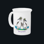 Funny, happy blue footed boobies dancing cartoon beverage pitcher<br><div class="desc">We love blue footed boobies! These comical goofy sea birds with their bright blue webbed feet are just fun! All drawn in cartoon style!</div>