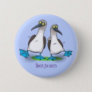 Funny, happy blue footed boobies dancing cartoon button