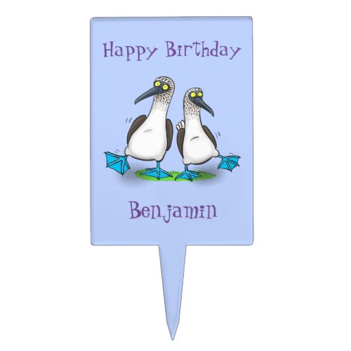 Funny happy blue footed boobies dancing cartoon cake topper