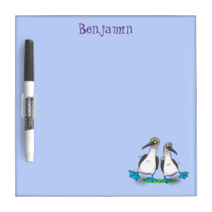 Funny, happy blue footed boobies dancing cartoon dry erase board