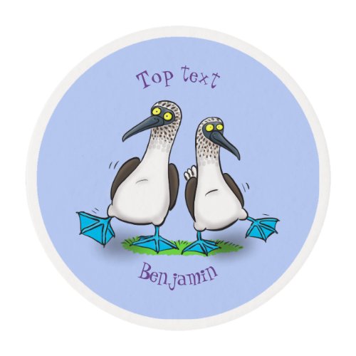 Funny happy blue footed boobies dancing cartoon edible frosting rounds