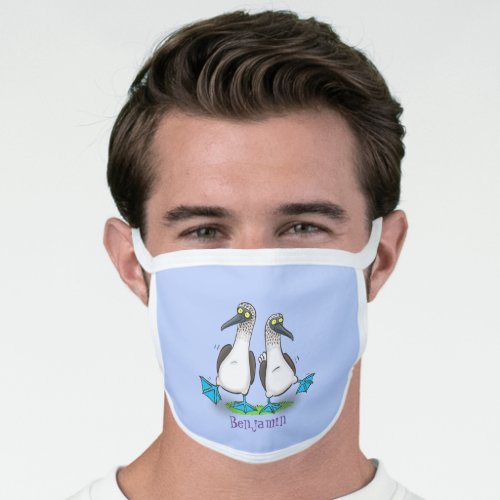 Funny happy blue footed boobies dancing cartoon face mask