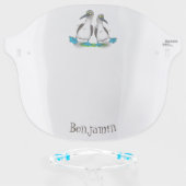 Funny, happy blue footed boobies dancing cartoon  face shield (Front w/Glasses)