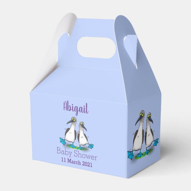 Funny, happy blue footed boobies dancing cartoon favor boxes (Front Side)