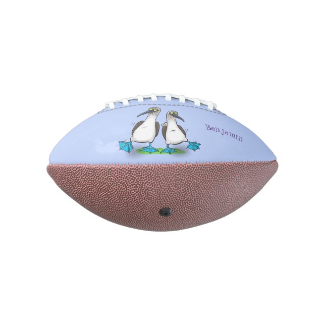 Funny, happy blue footed boobies dancing cartoon football (Rotated 270)