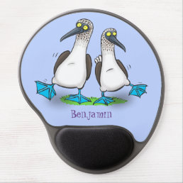 Funny, happy blue footed boobies dancing cartoon gel mouse pad