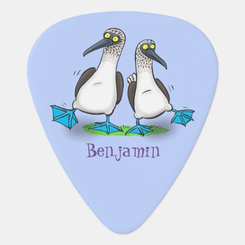 Funny happy blue footed boobies dancing cartoon  guitar pick