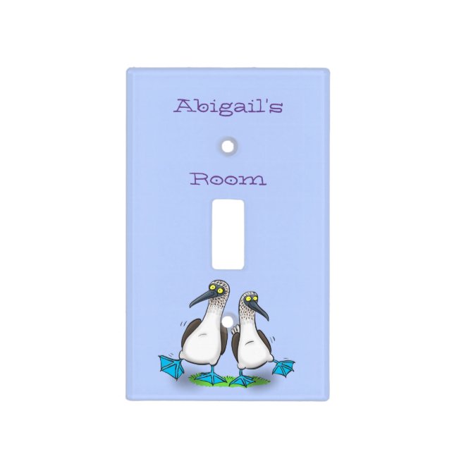 Funny, happy blue footed boobies dancing cartoon  light switch cover (Front)