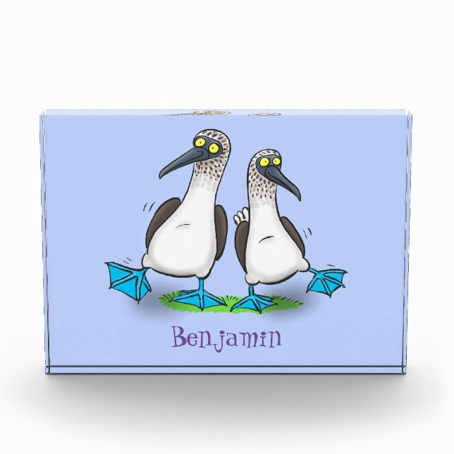 Funny, happy blue footed boobies dancing cartoon photo block (Front)