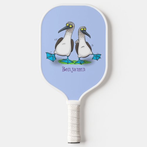 Funny happy blue footed boobies dancing cartoon  pickleball paddle