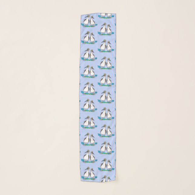 Funny, happy blue footed boobies dancing cartoon scarf (Front)