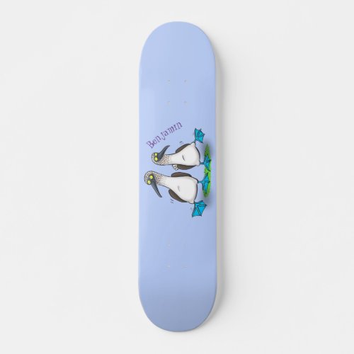 Funny happy blue footed boobies dancing cartoon skateboard