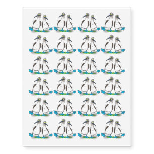 Funny, happy blue footed boobies dancing cartoon temporary tattoos