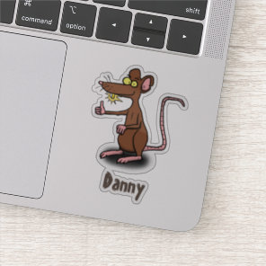 Funny happy brown rat cartoon illustration sticker