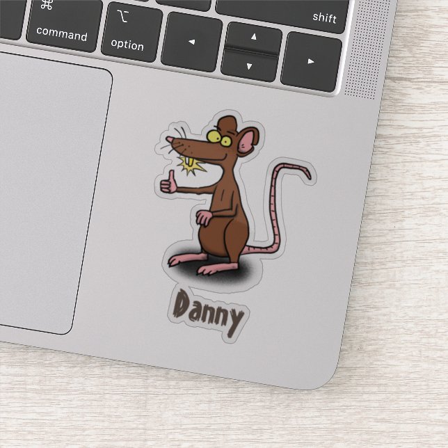 Funny happy brown rat cartoon illustration sticker (Detail)