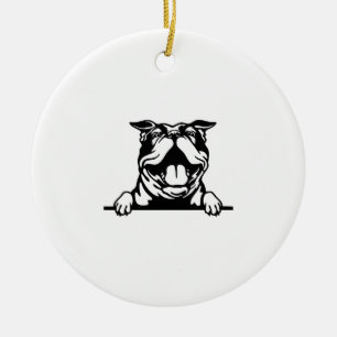 Funny happy Bulldog Ceramic Ornament