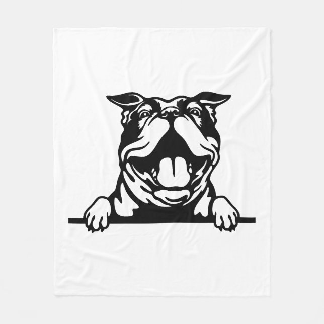 Funny happy Bulldog Fleece Blanket (Front)
