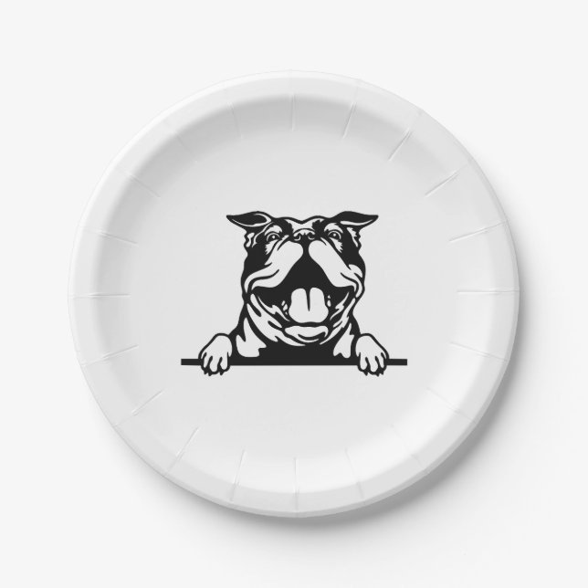 Funny happy Bulldog Paper Plates (Front)