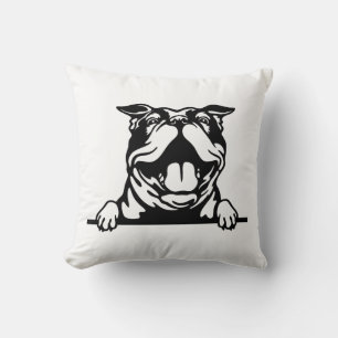 Funny happy Bulldog Throw Pillow
