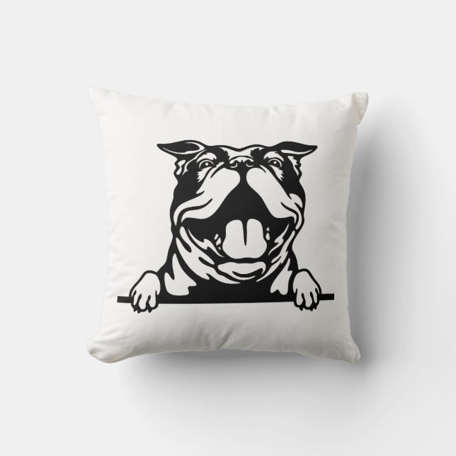 Funny happy Bulldog Throw Pillow (Front)