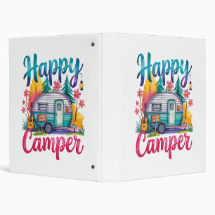 Funny Happy Camper Camping Apparel Trailer RV Kids 3 Ring Binder