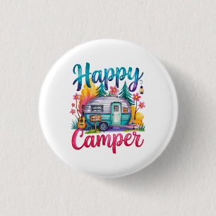 Funny Happy Camper Camping Apparel Trailer RV Kids Button