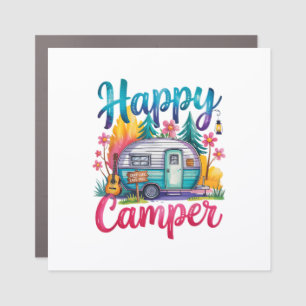 Funny Happy Camper Camping Apparel Trailer RV Kids Car Magnet