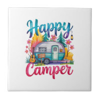 Funny Happy Camper Camping Apparel Trailer RV Kids