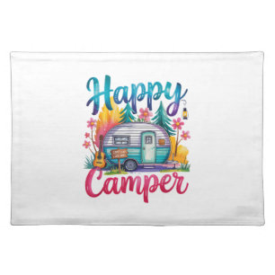 Funny Happy Camper Camping Apparel Trailer RV Kids Cloth Placemat