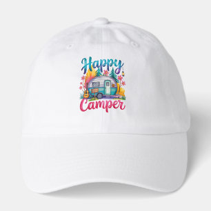 Funny Happy Camper Camping Apparel Trailer RV Kids Hat