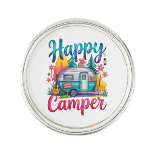 Funny Happy Camper Camping Apparel Trailer RV Kids Lapel Pin