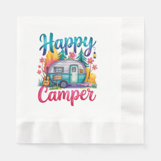 Funny Happy Camper Camping Apparel Trailer RV Kids Napkins