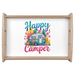 Funny Happy Camper Camping Apparel Trailer RV Kids Serving Tray