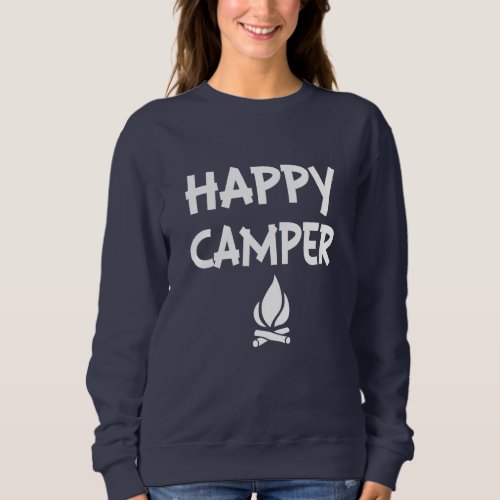 Funny Happy Camper womens sweater