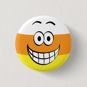Funny, Happy Candy Corn Halloween Button