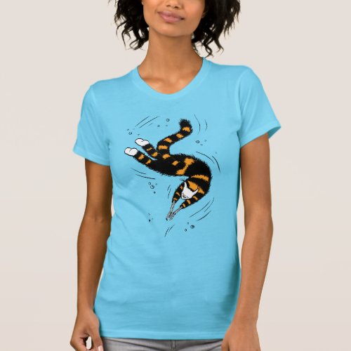 Funny Happy Cat With Skeleton Hands Swimming T-Shirt Funny Happy Cat With Skeleton Hands Swimming T_Shirt