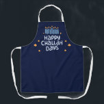 Funny Happy Challah Days Hanukkah Blue Apron<br><div class="desc">Celebrate Hanukkah with this fun "Happy Challah Days" Apron, adorned with playful typography and vibrant blues. Available in three sizes, it's perfect for adults, teens, and children alike. The apron features a sublimated neck strap and an adjustable waist tie to ensure a comfortable fit. Crafted from 100% polyester, this apron...</div>