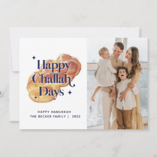 Funny Happy Challah Days Hanukkah Custom Photo Holiday Card