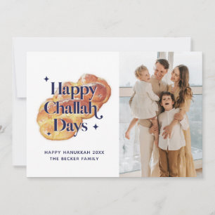 Funny Happy Challah Days Hanukkah Family Photo Holiday Card