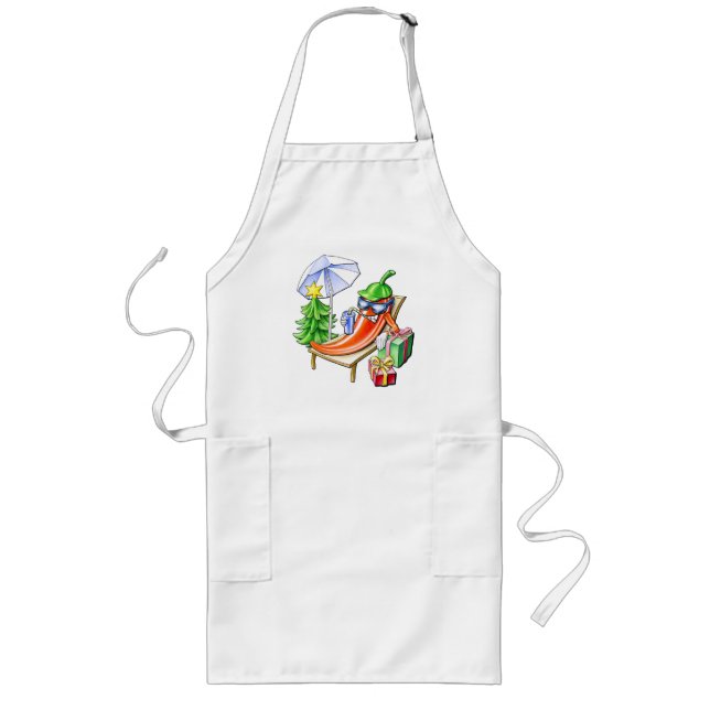 Funny Happy Christmas Spicy Chili Designed Long Apron (Front)